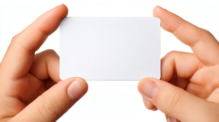Obraz premium Hands Holding Blank White Business Card