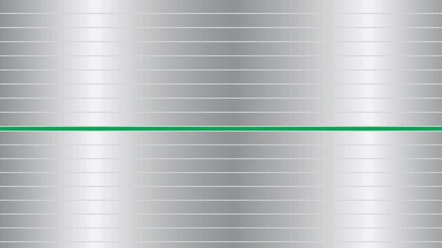 Shutter door open and close transition animation with 2 silver metal panels moving vertically from top and bottom to the center on green screen. 4K animated for transitions and scene change.