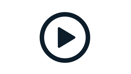 Play Button Icon on White Background.