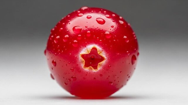 Close-up of a Fresh Cranberry with Water Droplets.
