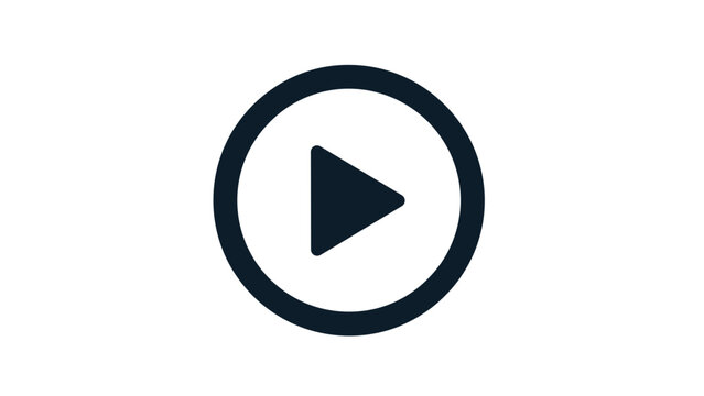 Play Button Icon on White Background.