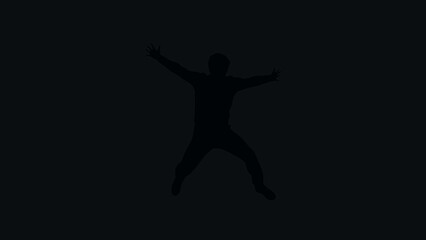 Fototapeta premium Silhouette of a person jumping freely.