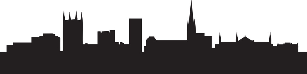 Wolverhampton Skyline UK City. design Vector black silhouette