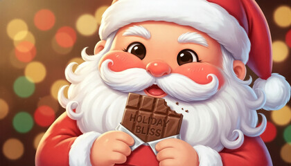 Santa Claus Eating Chocolate Bar
