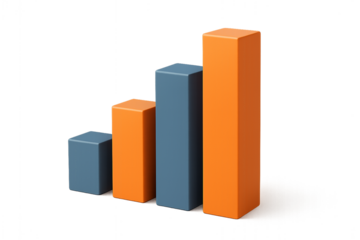 Chart of Rising: A vibrant graph of vertical bars showcases a trend of growth. The illustration demonstrates the upward movement and is perfect for depicting success and progress.