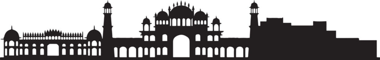 Jaipur Skyline Exploring the enchanting Pink City of India. design Vector black silhouette