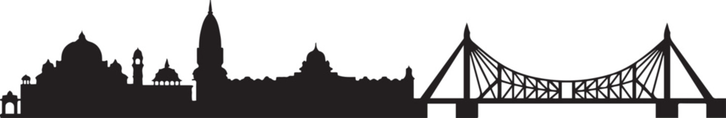 Patna Skyline Vector with India. design Vector black silhouette