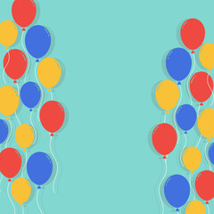 Background made of balloons and ribbons. For decorating a festive event.