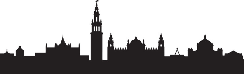Obraz premium Seville Skyline City Silhouette Spain Landmark. design Vector black silhouette