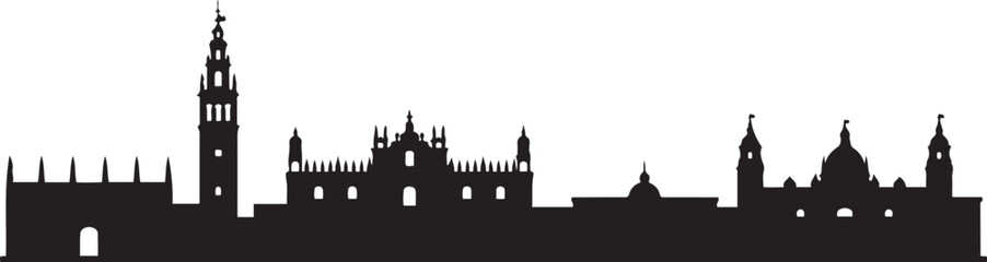 Fototapeta premium Seville Skyline City Silhouette Spain Landmark. design Vector black silhouette