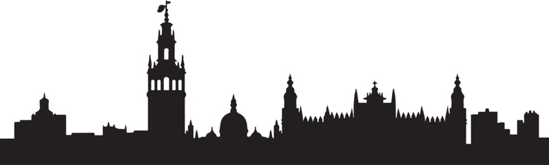 Fototapeta premium Seville Skyline City Silhouette Spain Landmark. design Vector black silhouette