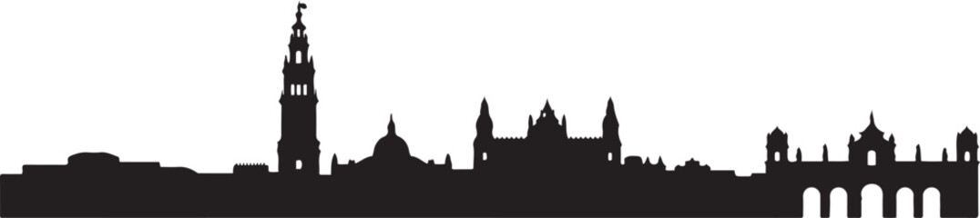 Fototapeta premium Seville Skyline City Silhouette Spain Landmark. design Vector black silhouette