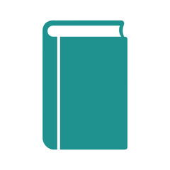 Simple teal book icon on white background
