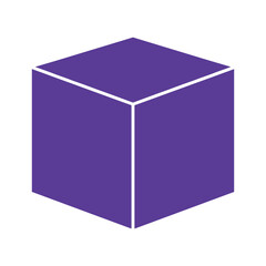 Purple cube on white background