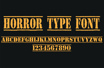 Horror dark lettering tattoo vector type font. grunge style Y2k type font with gothic pank rock and blood style signs and symbols. scary tattoo font vector icon	