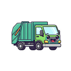 Green Cartoon Garbage Truck.
