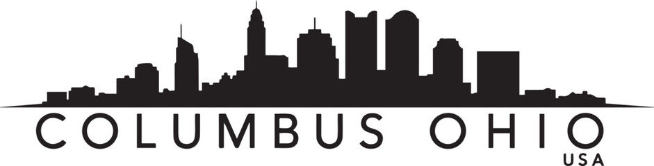 Columbus Ohio Skyline with USA. design Vector black silhouette