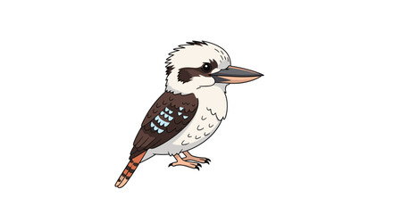 Detailed and colorful cartoon illustration of a kookaburra a native Australian bird known for its distinctive call.