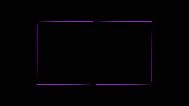 Neon Facecam overlay Background Loop and Presentations, rectangle picture frame with four tone neon color and isolated black background. 4k video