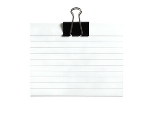 Blank lined paper held by a clip