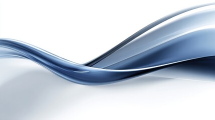 Fototapeta premium Abstract Blue Wave Ribbon Moving Across a White Background Creating a Subtle Contrast for Design Purposes