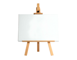 Empty canvas on a wooden easel stand