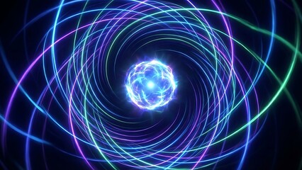 Abstract Neon Orbiting Lines Glowing Science Image