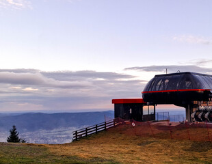 Ski lift, base and resort on Skrzyczne Top.