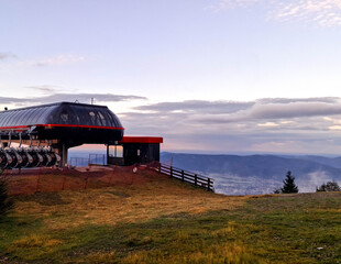 Ski lift, base and resort on Skrzyczne Top.