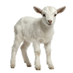 Fototapeta premium Cute Baby Goat Standing and Posing on Transparent Background, Isolated in White