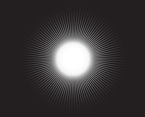 Abstract background vector of bright sun rays bursting in a blue sky with a colorful glow pattern illustration design