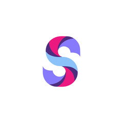 Abstract S letter icon logo flat vector design