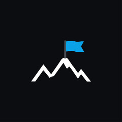Mountain climbing, Mountain peak icon logo flat vector design