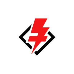 Lightning badge icon logo flat vector design