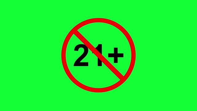 content rating warning for age 21 and over. legal drinking age limit sign with glowing red circle. adults only concept with prohibition symbol. restricted access for below 21 years concept. 