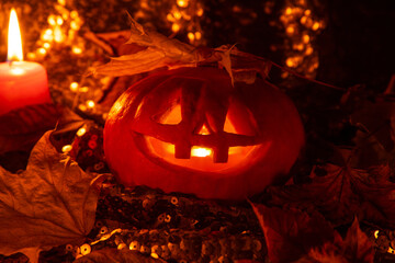 Still life for Halloween with Tikvi and the leaves ringing during the habit
