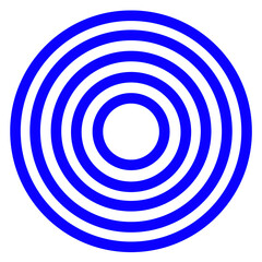 Blue Concentric Circles PNG, Isolated on Transparent Background, Simple Icon, Vector Design