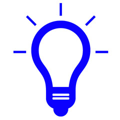 Blue Light Bulb Idea Icon PNG – Minimalist Blue Innovation Symbol with Transparent Background