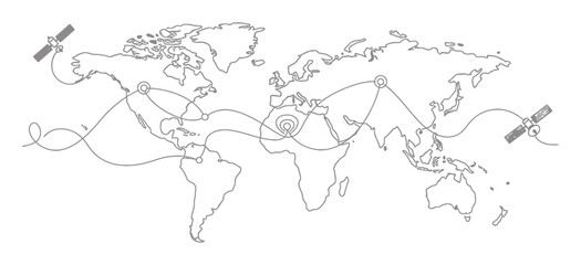 Fototapeta premium Global Communication Network Single Line Art - Elegant Minimalist Design