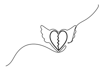 Modern minimalist single line drawing of romantic heart icons