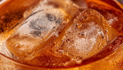 Luxury Cocktail Macro Close-Up with Ice and Glass Texture