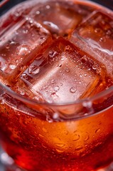 Luxury Cocktail Macro Close-Up with Ice and Glass Texture