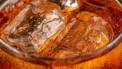 Luxury Cocktail Macro Close-Up with Ice and Glass Texture