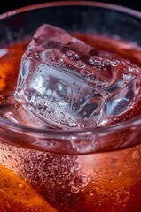 Luxury Cocktail Macro Close-Up with Ice and Glass Texture