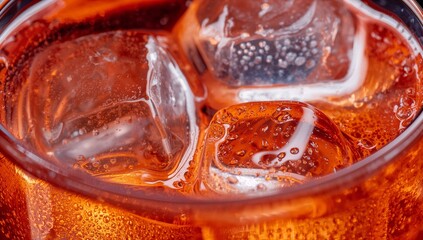 Luxury Cocktail Macro Close-Up with Ice and Glass Texture