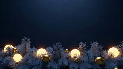 Beautifully arranged festive garland with warm glowing lights and golden baubles, meticulously crafted to set a luxurious holiday mood for joyful celebrations