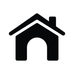 Simple house icon with chimney