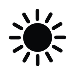 Simple black sun icon on white background