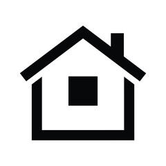 Simple house icon with chimney