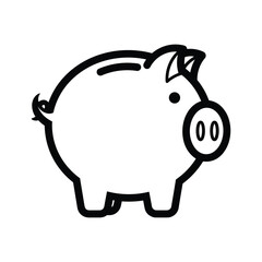 Simple black and white illustration of a piggy bank